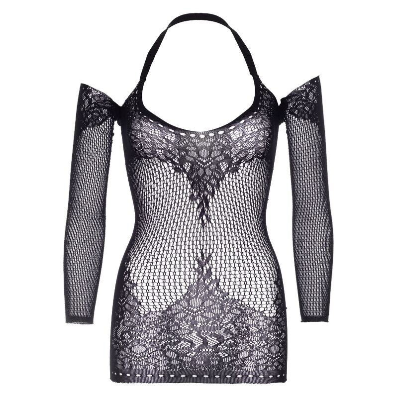 LEG AVENUE - TWIST HALTER LACE MINI VESTIDO TALLA ÚNICA