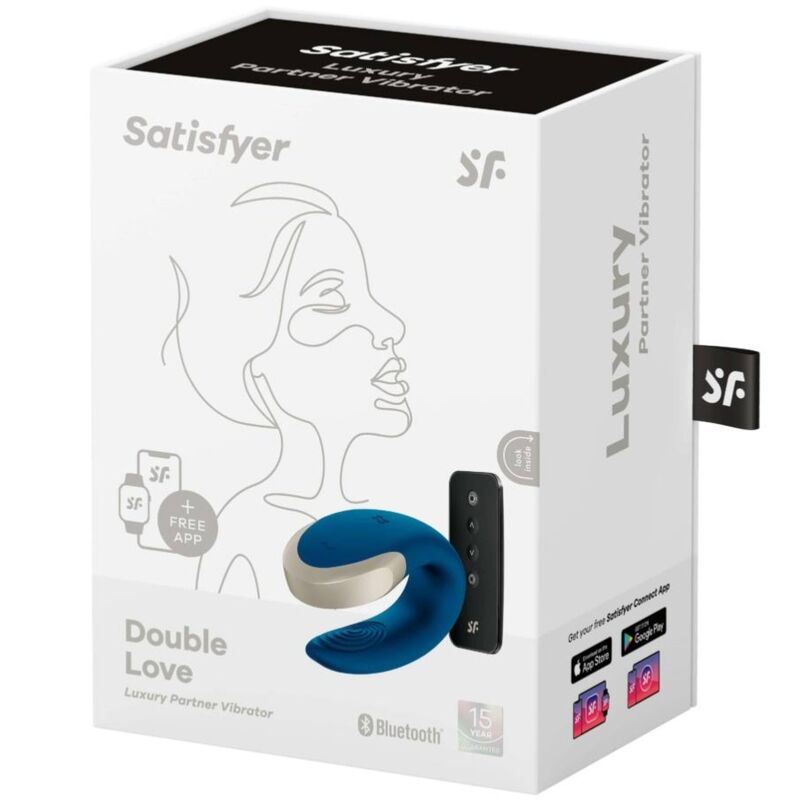 SATISFYER - APP DOUBLE LOVE VIBRADOR PARA CASAIS LUXURY AZUL
