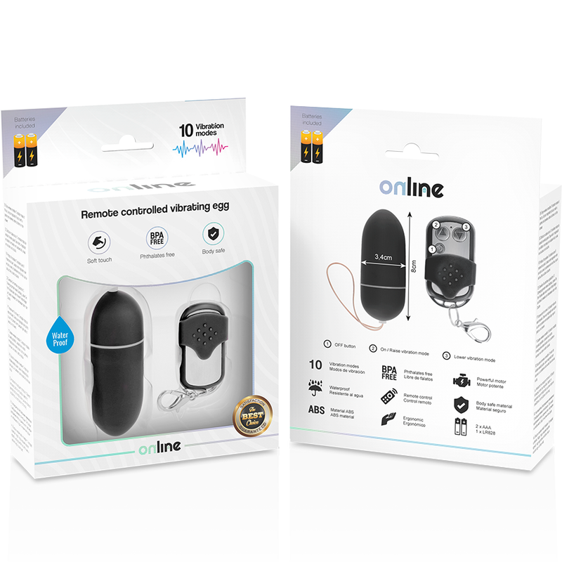 ONLINE - OVO VIBRADOR CONTROLO REMOTO TAMANHO L PRETO