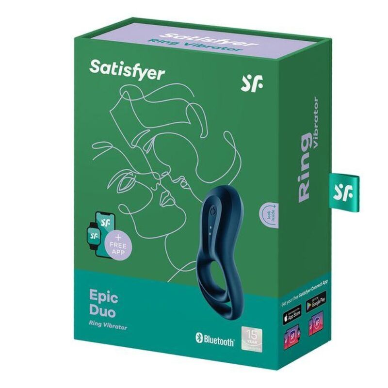SATISFYER - EPIC DUO ANEL VIBRADOR APP AZUL