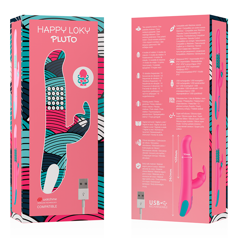 HAPPY LOKY - PLUTO VIBRADOR RABBIT & ROTATIVO COMPATÍVEL COM WATCHME WIRELESS TECHNOLOGY