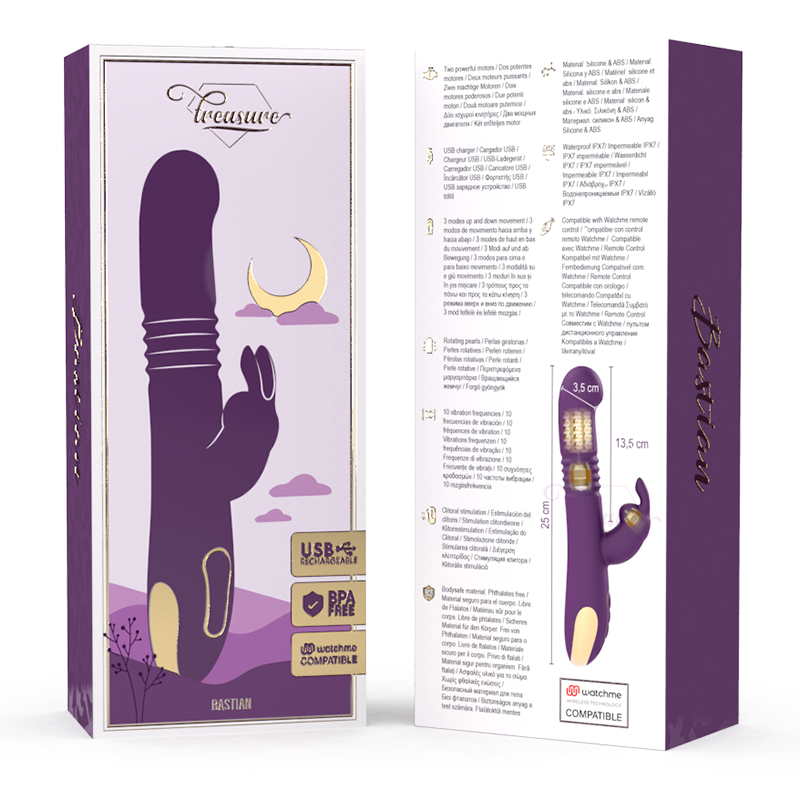 TREASURE - BASTIAN RABBIT UP & DOWN, ROTATIVO & VIBRADOR COMPATÍVEL COM WATCHME WIRELESS TECHNOLOGY
