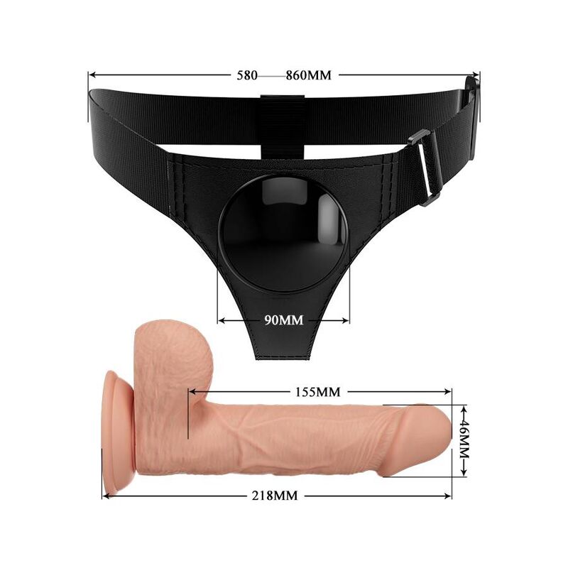 PRETTY LOVE - HARNESS BRIEFS ARNÊS UNIVERSAL COM DILDO JERRY 21.8 CM NATURAL