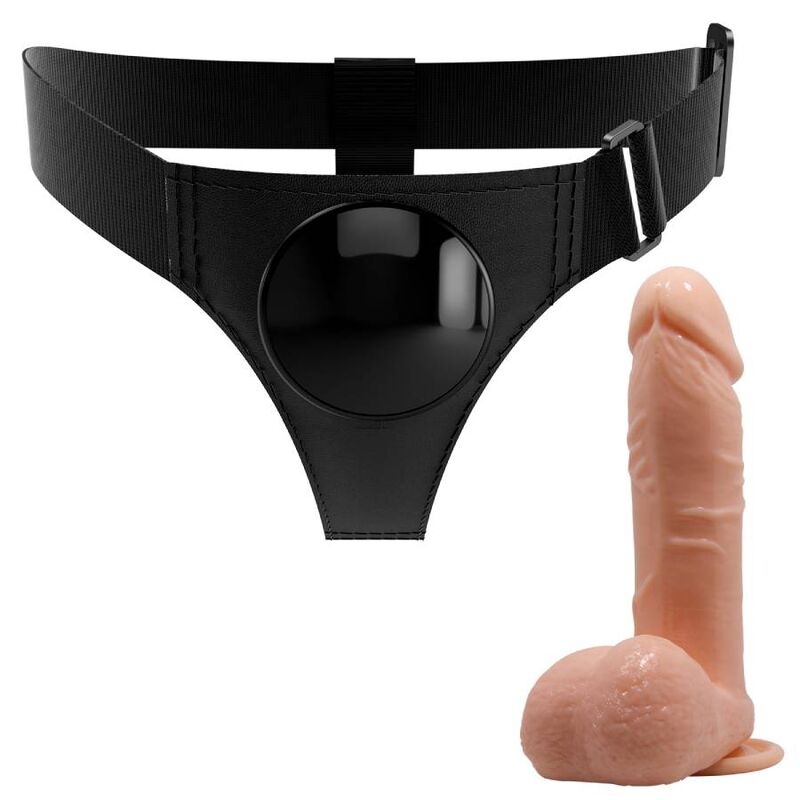 PRETTY LOVE - HARNESS BRIEFS ARNÊS UNIVERSAL COM DILDO TOM 20 CM NATURAL