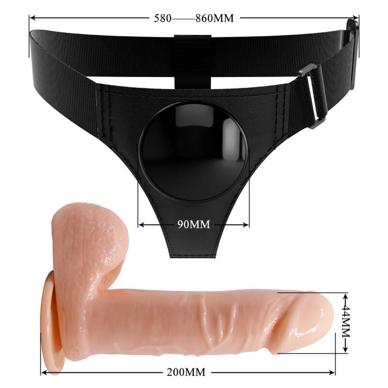 PRETTY LOVE - HARNESS BRIEFS ARNÊS UNIVERSAL COM DILDO TOM 20 CM NATURAL