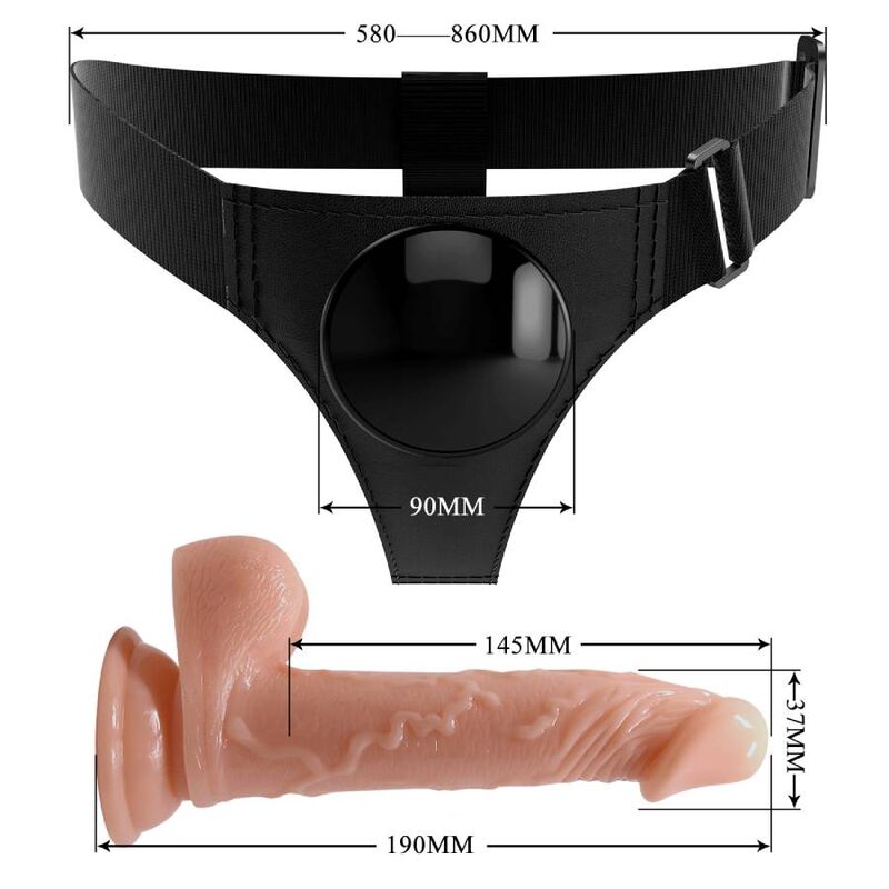 PRETTY LOVE - ARNES BRAZALETES ARNÊS UNIVERSAL COM DILDO KEVIN 19 CM NATURAL