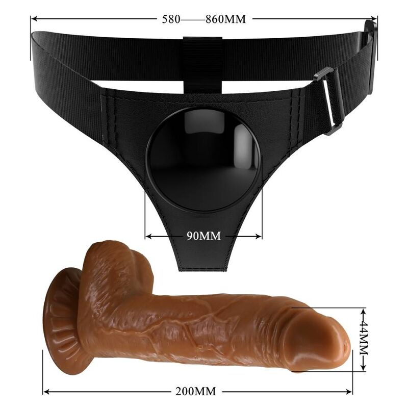 PRETTY LOVE - ARNÊS CUECAS ARNÊS UNIVERSAL COM DILDO MICHEAL 20 CM NEGRO