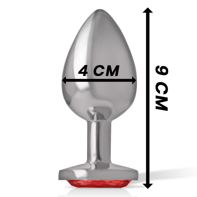 INTENSE - PLUG ANAL DE METAL DE ALUMINIO COM CRISTAL VERMELHO TAMANHO L