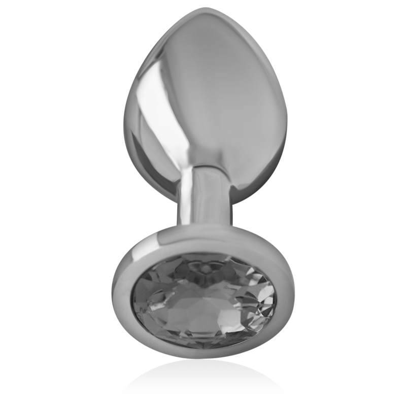 INTENSE - PLUG ANAL EM METAL ALUMÍNIO COM CRISTAL PRETO TAM. L
