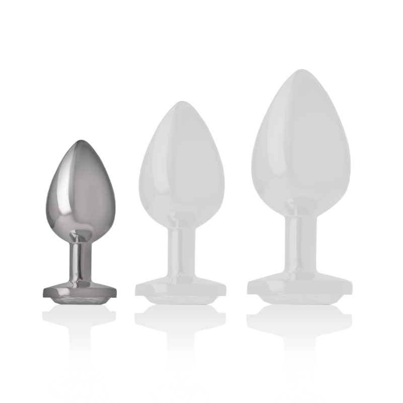 INTENSE - PLUG ANAL DE METAL DE ALUMINIO COM CRISTAL PRATA TAMANHO S