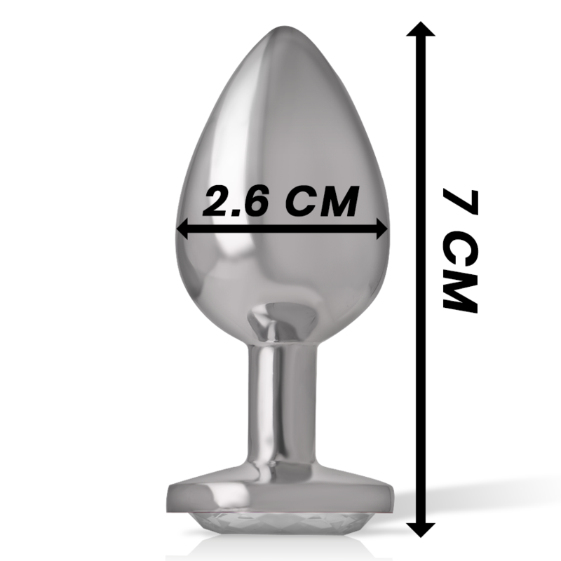 INTENSE - PLUG ANAL DE METAL DE ALUMINIO COM CRISTAL PRATA TAMANHO S