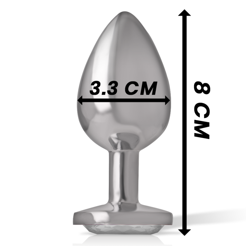 INTENSE - PLUG ANAL DE METAL DE ALUMINIO COM CRISTAL PRATA TAMANHO M
