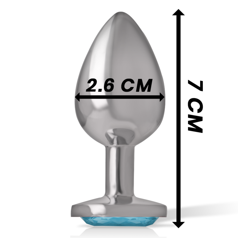 INTENSE - PLUG ANAL DE METAL DE ALUMINIO COM CRISTAL AZUL TAMANHO S