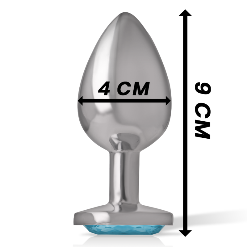 INTENSE - PLUG ANAL DE METAL DE ALUMINIO COM CRISTAL AZUL TAMANHO L