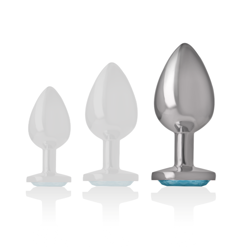 INTENSE - PLUG ANAL DE METAL DE ALUMINIO COM CRISTAL AZUL TAMANHO L