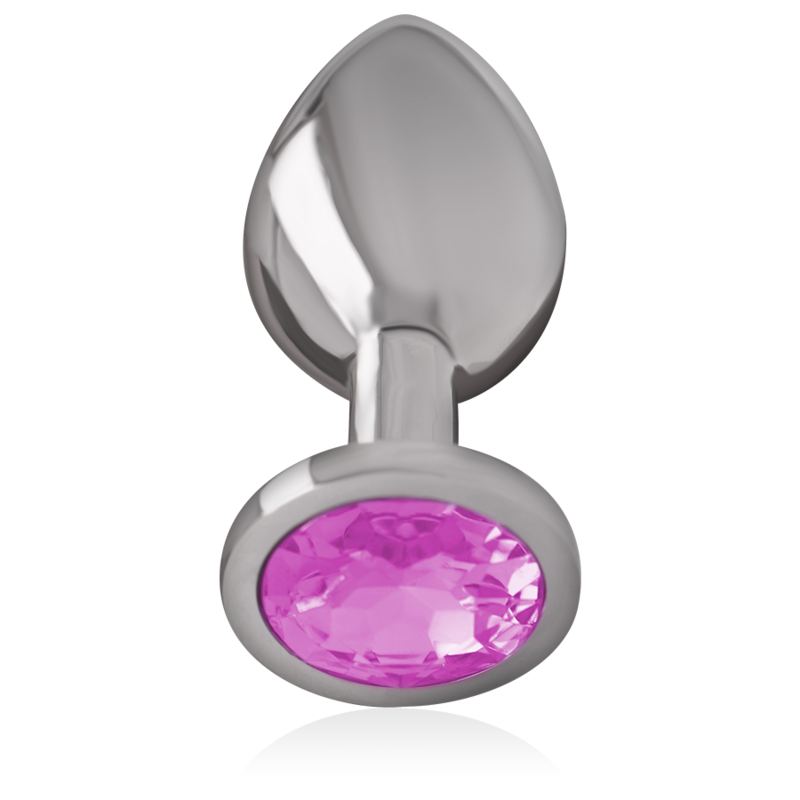 INTENSE - PLUG ANAL DE METAL DE ALUMINIO COM CRISTAL ROSA TAMANHO M
