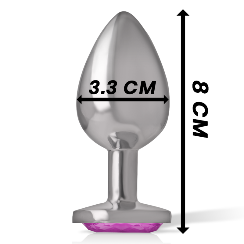 INTENSE - PLUG ANAL DE METAL DE ALUMINIO COM CRISTAL ROSA TAMANHO M