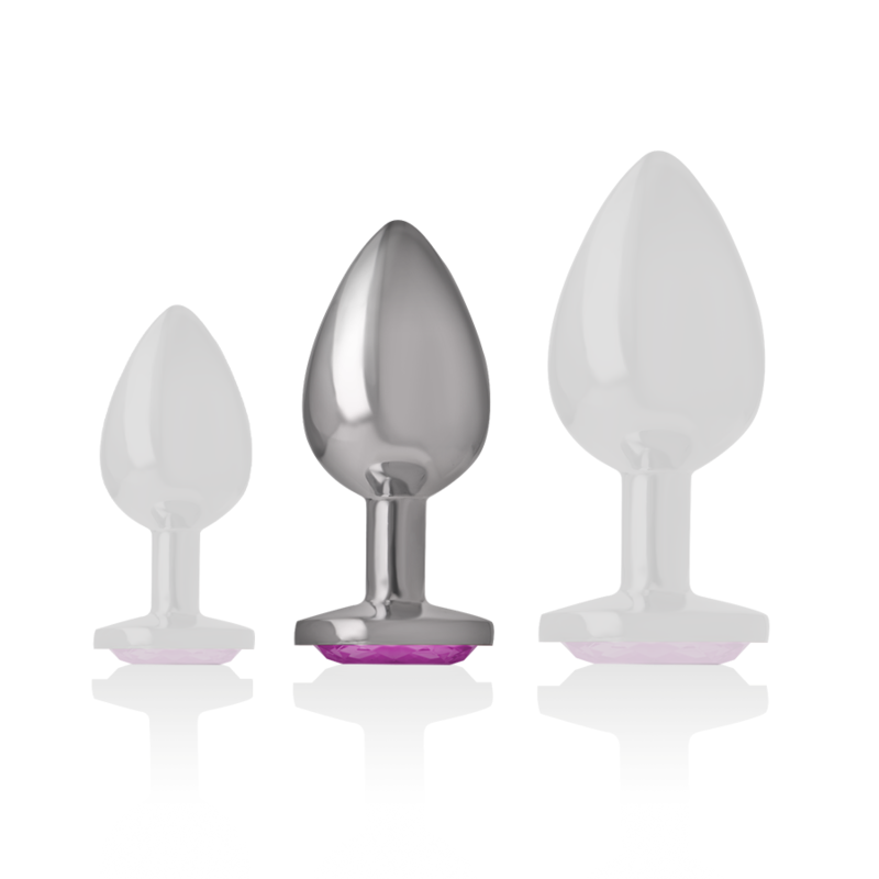 INTENSE - PLUG ANAL DE METAL DE ALUMINIO COM CRISTAL ROSA TAMANHO M
