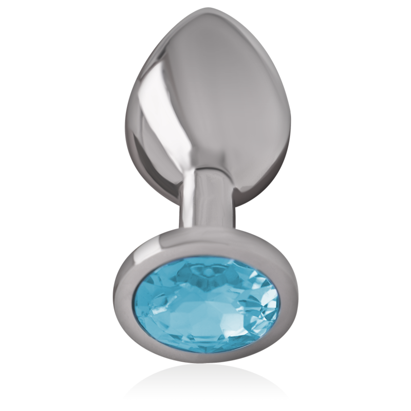 INTENSE - PLUG ANAL DE METAL DE ALUMINIO COM CRISTAL AZUL TAMANHO L