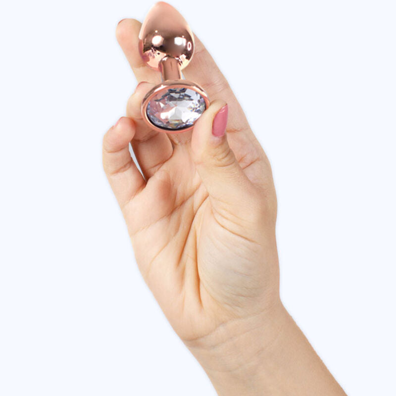 SECRETPLAY - PLUG ANAL EM METAL COR OURO ROSA TAM. S 7 CM