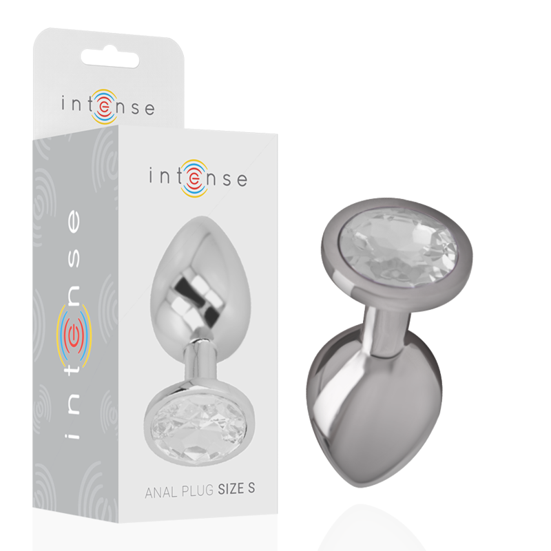 INTENSE - PLUG ANAL DE METAL DE ALUMINIO COM CRISTAL PRATA TAMANHO S