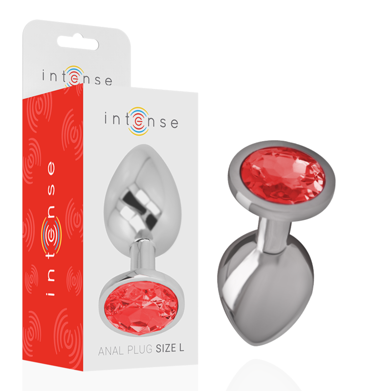 INTENSE - PLUG ANAL DE METAL DE ALUMINIO COM CRISTAL VERMELHO TAMANHO L