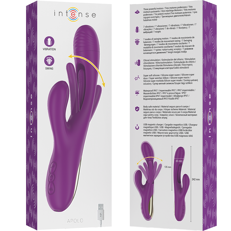 INTENSE - APOLO VIBRADOR MULTIFUNÇÕES RECARREGÁVEL 7 MODOS COM LÍNGUA OSCILANTE ROXO
