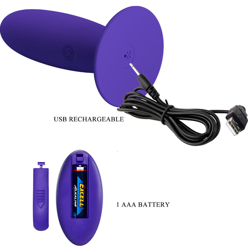 PRETTY LOVE - YOUTH PLUG ANAL VIBRADOR COM CONTROLO REMOTO VIOLETA