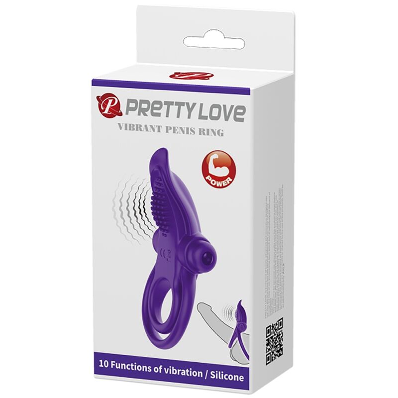Anel Vibrante Roxo Pretty Love para pene con 10 modos de vibración