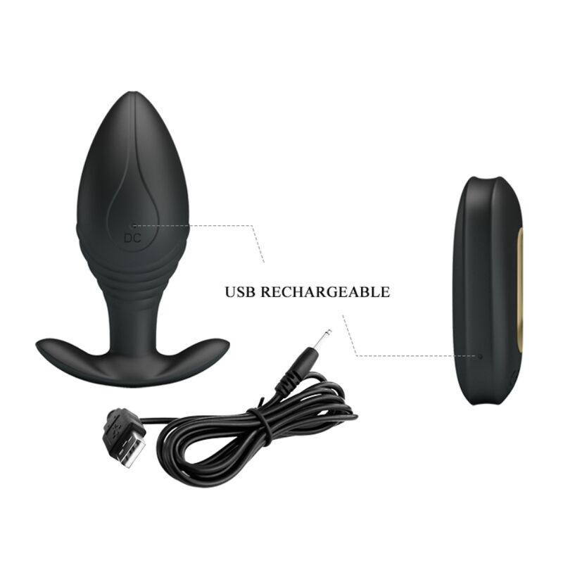 Pretty Love - Vibrador Recarregável Regina Plug Anal Negro
