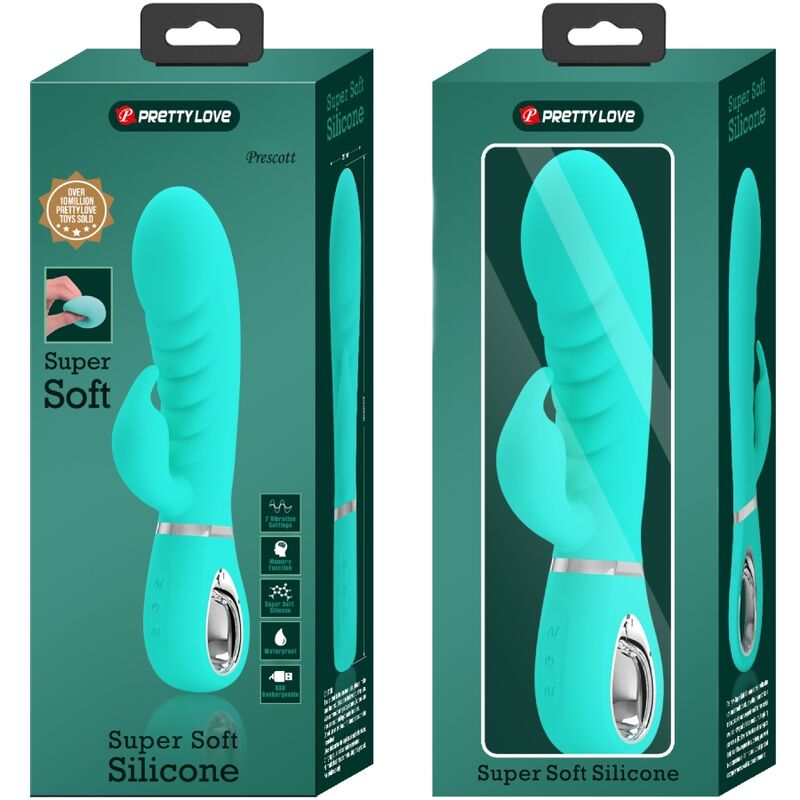 PRETTY LOVE - PRESCOTT VIBRADOR PONTO G MULTIFUNÇÕES VERDE ÁGUA
