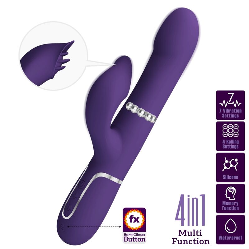 PRETTY LOVE - ZALIN VIBRADOR RABBIT COM PÉROLAS 4 EM 1 ROXO