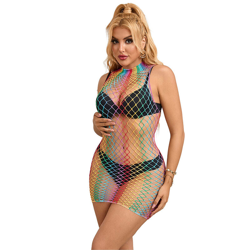 Subblime - 952433 Arco-Íris Gola Alta Sin Mangas Fishnet Vestido Tamanho Único