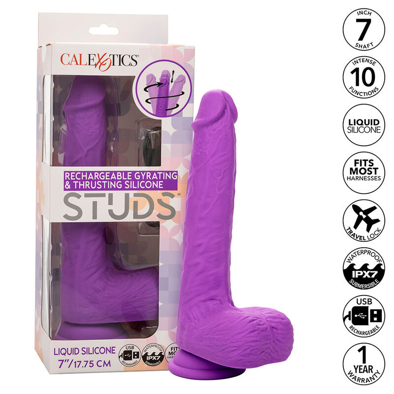 CALEXOTICS - STUDS VIBRADOR RECARREGÁVEL E ROTATIVO 10 VIBRAÇÕES ROXO
