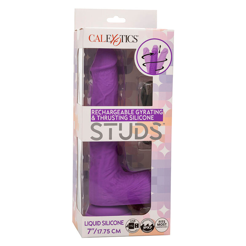 CALEXOTICS - STUDS VIBRADOR RECARREGÁVEL E ROTATIVO 10 VIBRAÇÕES ROXO