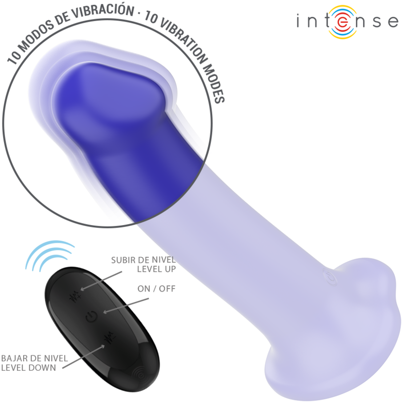 Intense - Victoria Vibrador Com Ventosa 10 Vibrações Azul Escuro Control Remoto