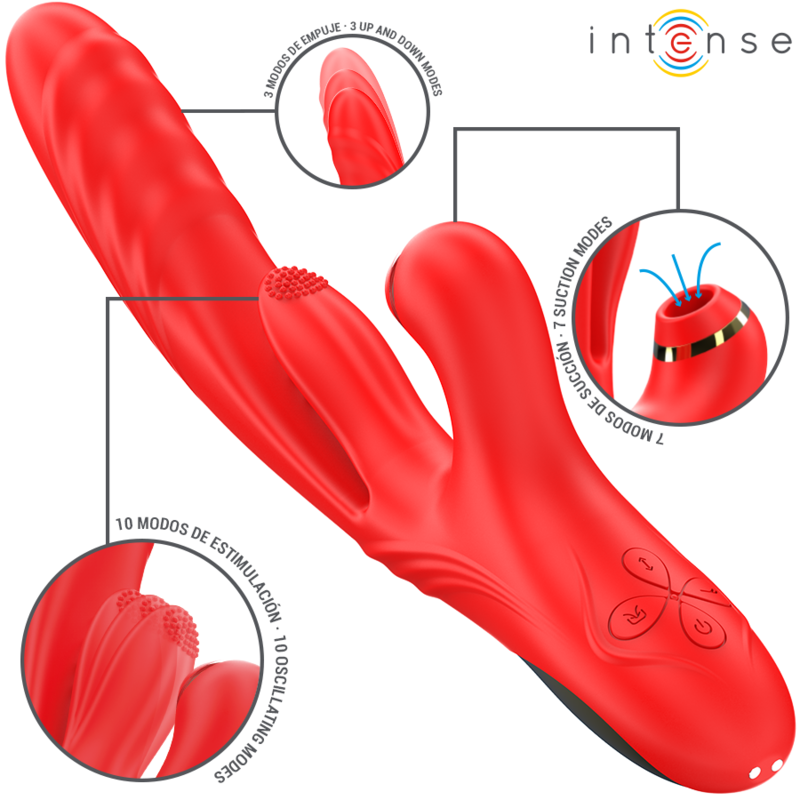 Intenso - Karol Multifuncional Vibrador Impulso e Estimulação e Sucção Vermelho
