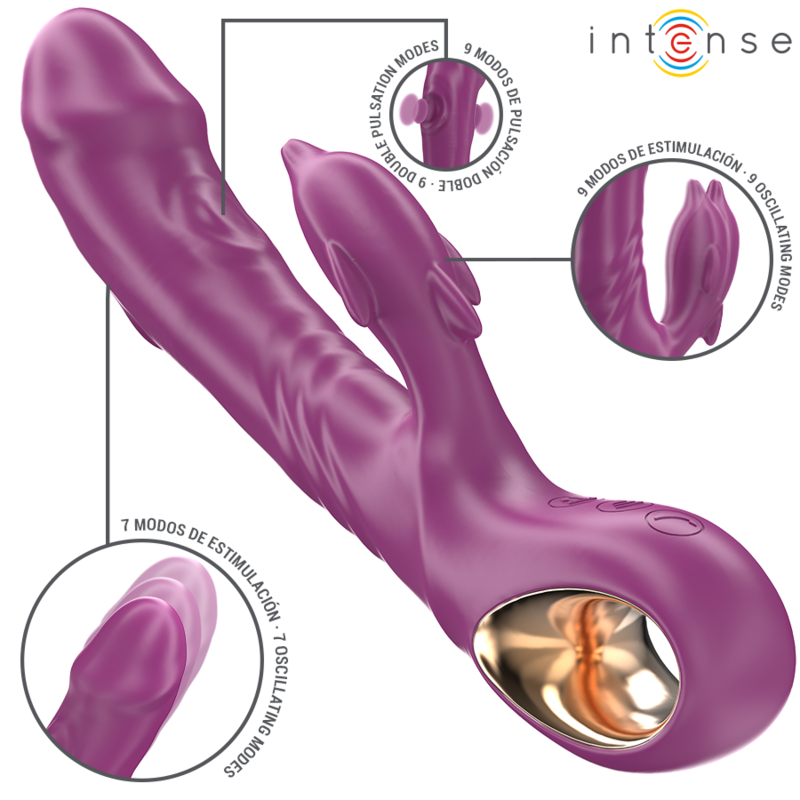 INTENSE - HALLE VIBRADOR MULTIFUNÇÃO COM LÍNGUA ESTIMULADORA EM FORMA DE GOLFINHO ROXO