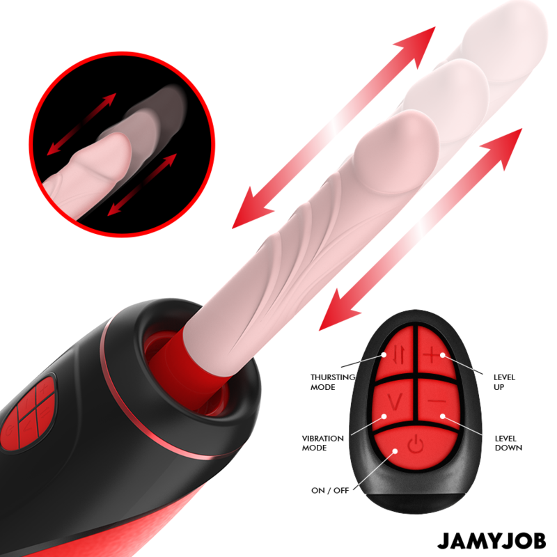 JAMYJOB - MASTURBADOR AUTOMÁTICO BASE PYSTON CON DILDO DE CONTROL REMOTO