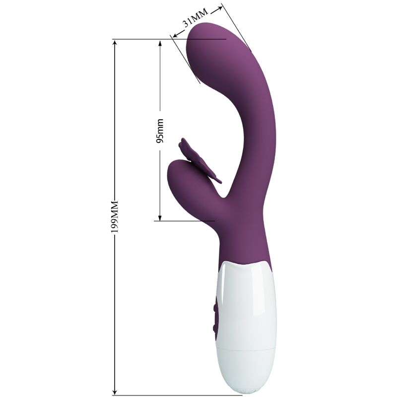 PRETTY LOVE - BUTTERFLY KISS VIBRADOR RABBIT & ESTIMULADOR DE PONTO G ROXO