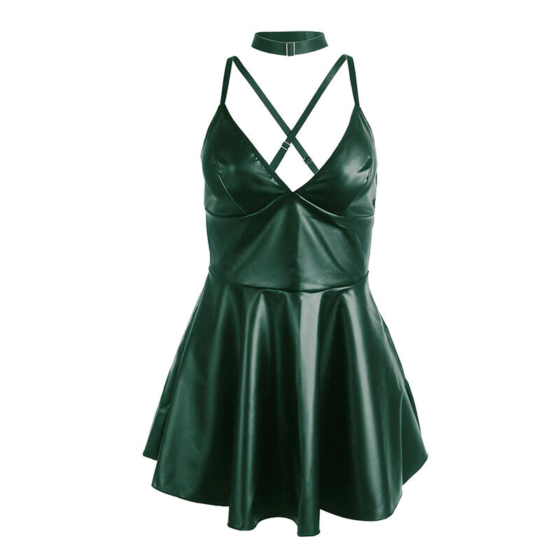 SUBBLIME - 955434 VESTIDO COM ALÇAS EM COURO VERDE S/M