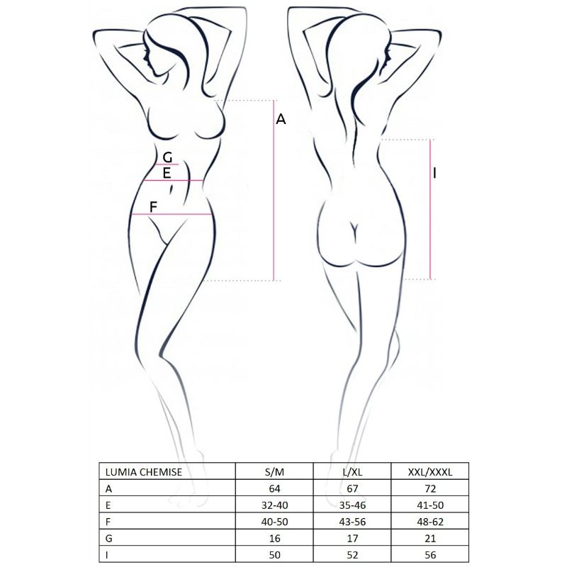 PASSION - MUJER LUMIA CHEMISE PRETO TAMANHO S/M