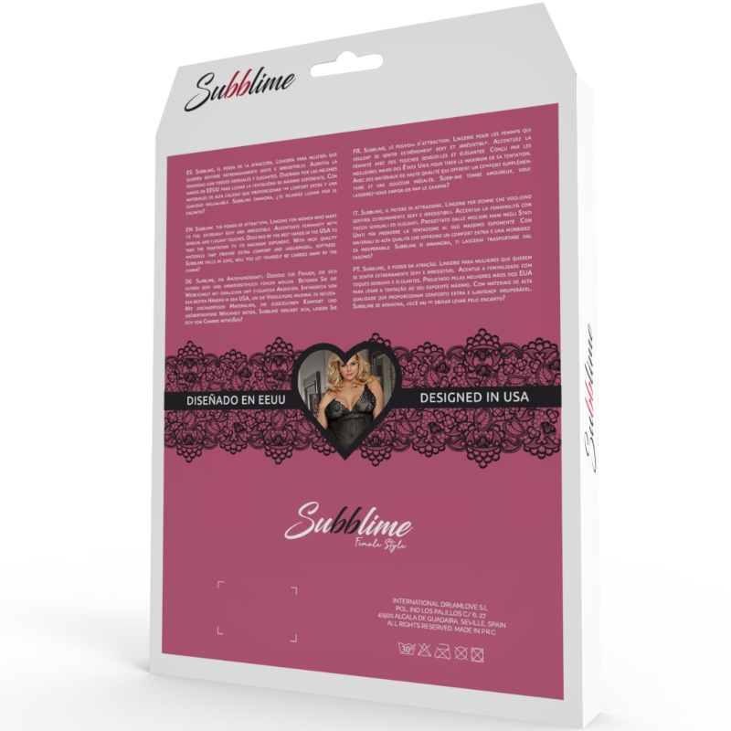 Subblime - Queen Plus Vestido Parte Superior y Tanga Set Negro