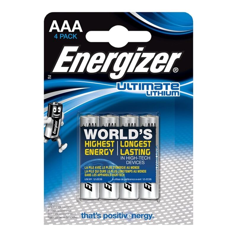 Energizer - Ultimate Lítio AAA L92 LR03 1,5V 4 Unidades
