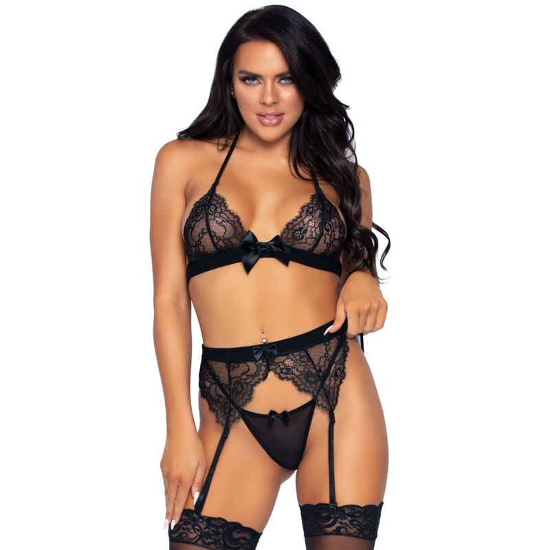 LEG AVENUE - CONJUNTO TRÊS PEÇAS TOP, LIGUEIRO E TANGA S