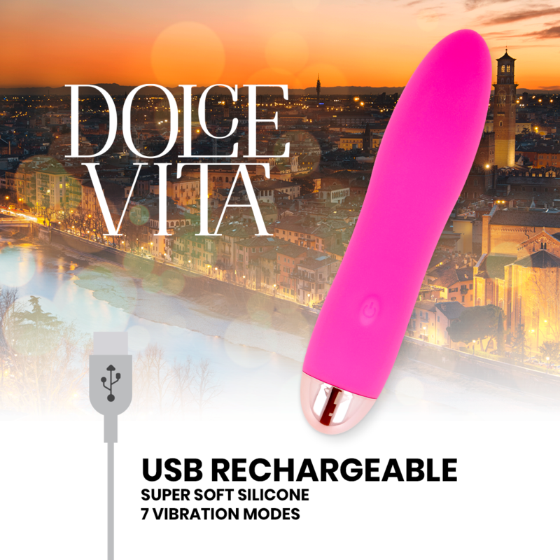 DOLCE VITA - VIBRADOR RECARREGÁVEL QUATRO ROSA 7 VELOCIDADES