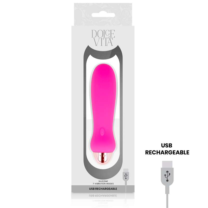 DOLCE VITA - VIBRADOR RECARREGÁVEL CINCO ROSA 7 VELOCIDADES