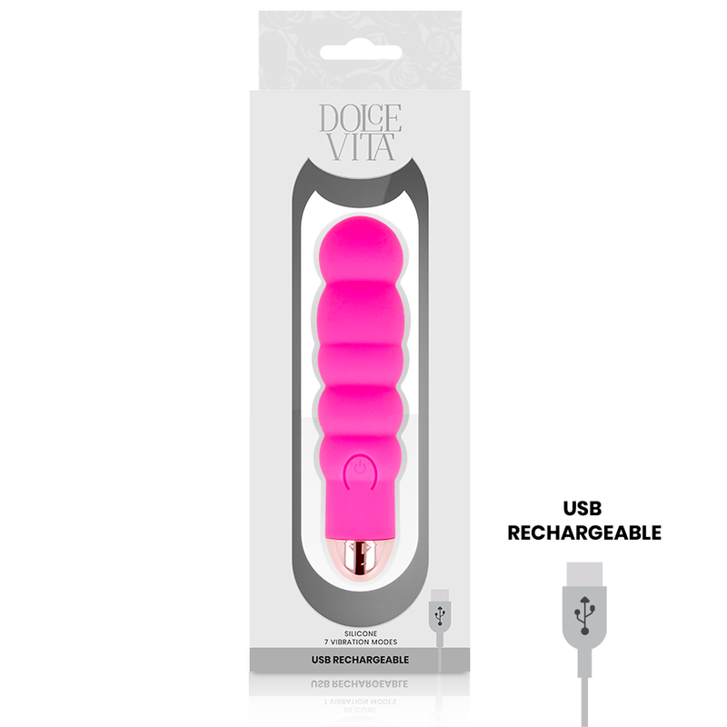 DOLCE VITA - VIBRADOR RECARREGÁVEL SEIS ROSA 7 VELOCIDADES