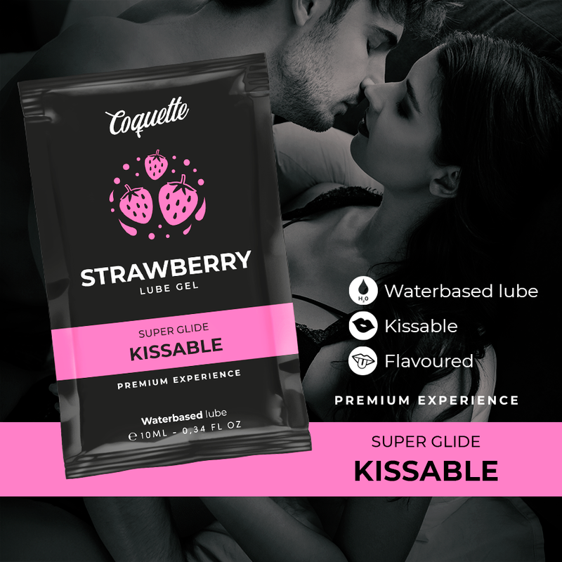 COQUETTE CHIC DESIRE - LUBRICANTE BEIJÁVEL BASE DE ÁGUA DE MORANGO 10 ML