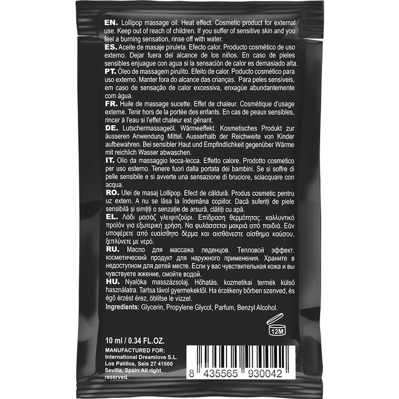 COQUETTE CHIC DESIRE - ÓLEO DE MASAJE BEIJVEL DE BOLSO COM EFEITO DE CALOR PIRULITO 10 ML